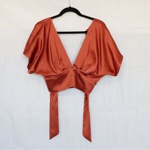 Zara Satin Open Back Blouse
